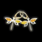 Amber Sterling Silver Earrings - Dragonfly
