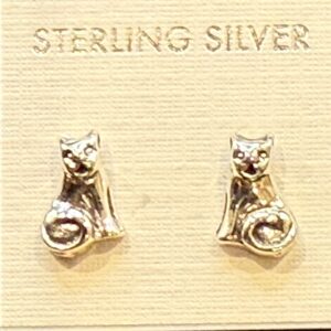 Sterling Silver Earrings - Cat