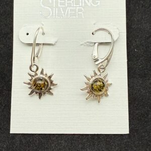 Amber Sterling Silver Earrings - Sun