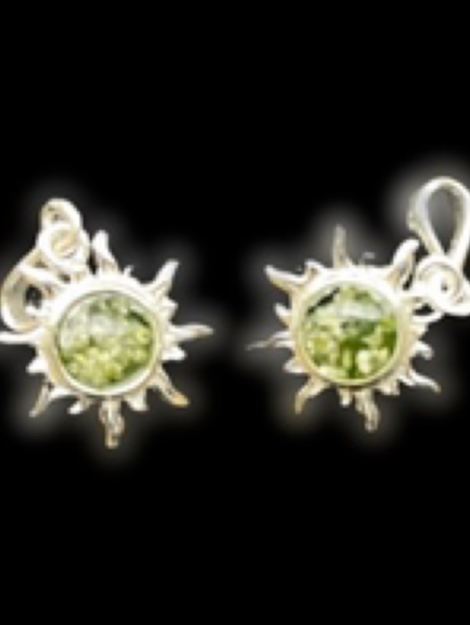 Amber Sterling Silver Pendant - Sun